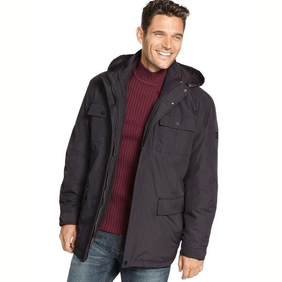 New! HAWKE&CO 3-in-1 2-Piece Hooded Waterproof Jacket Coat Wind Water Resistant - Picture 2 of 4